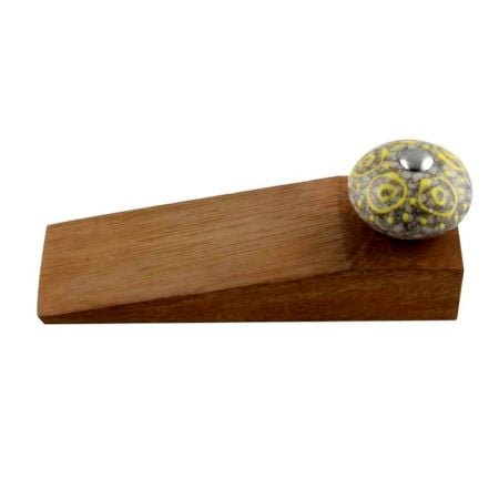 2 Pieces Mixed Circular Crackle Ceramic Wooden Door Stopper